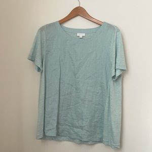 100% Linen J. Jill Blue Top, Size Medium